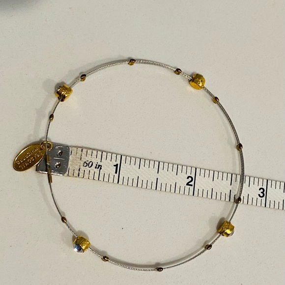 Seasonal Whispers Beautiful Gold/Silver Bezel CZ Wire Cable Bangle Bracelet - Picture 5 of 5